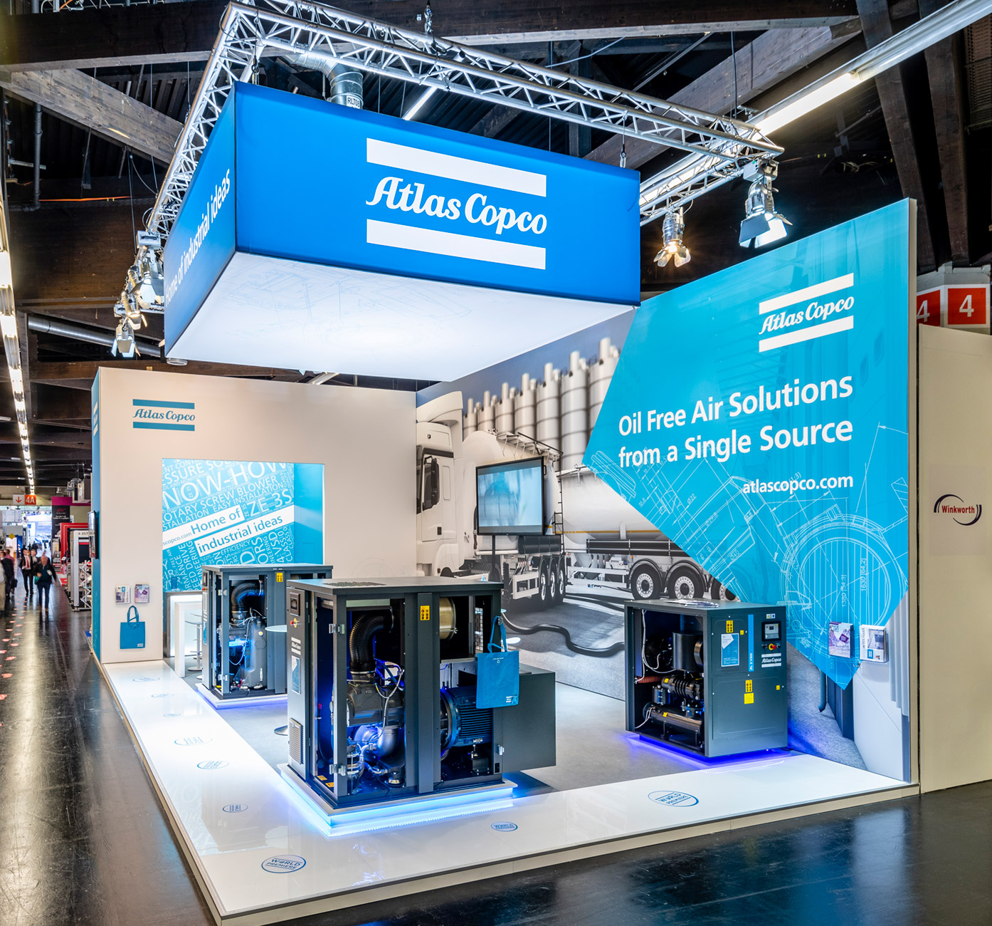 Messestand Atlas Copco Powtech 2019 Nürnberg