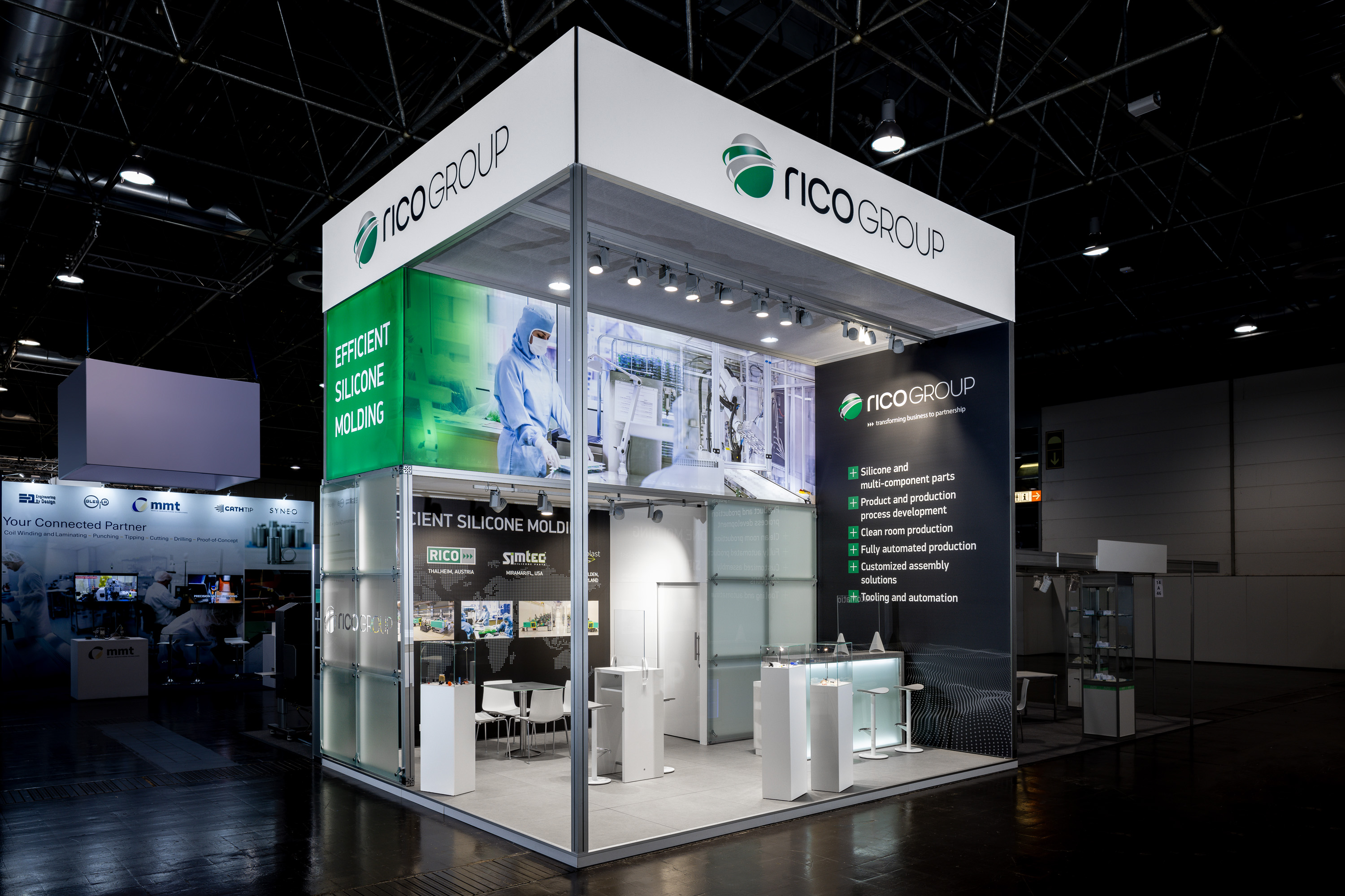 Trade fair stand of Rico at Compamed 2021 in Düsseldorf.