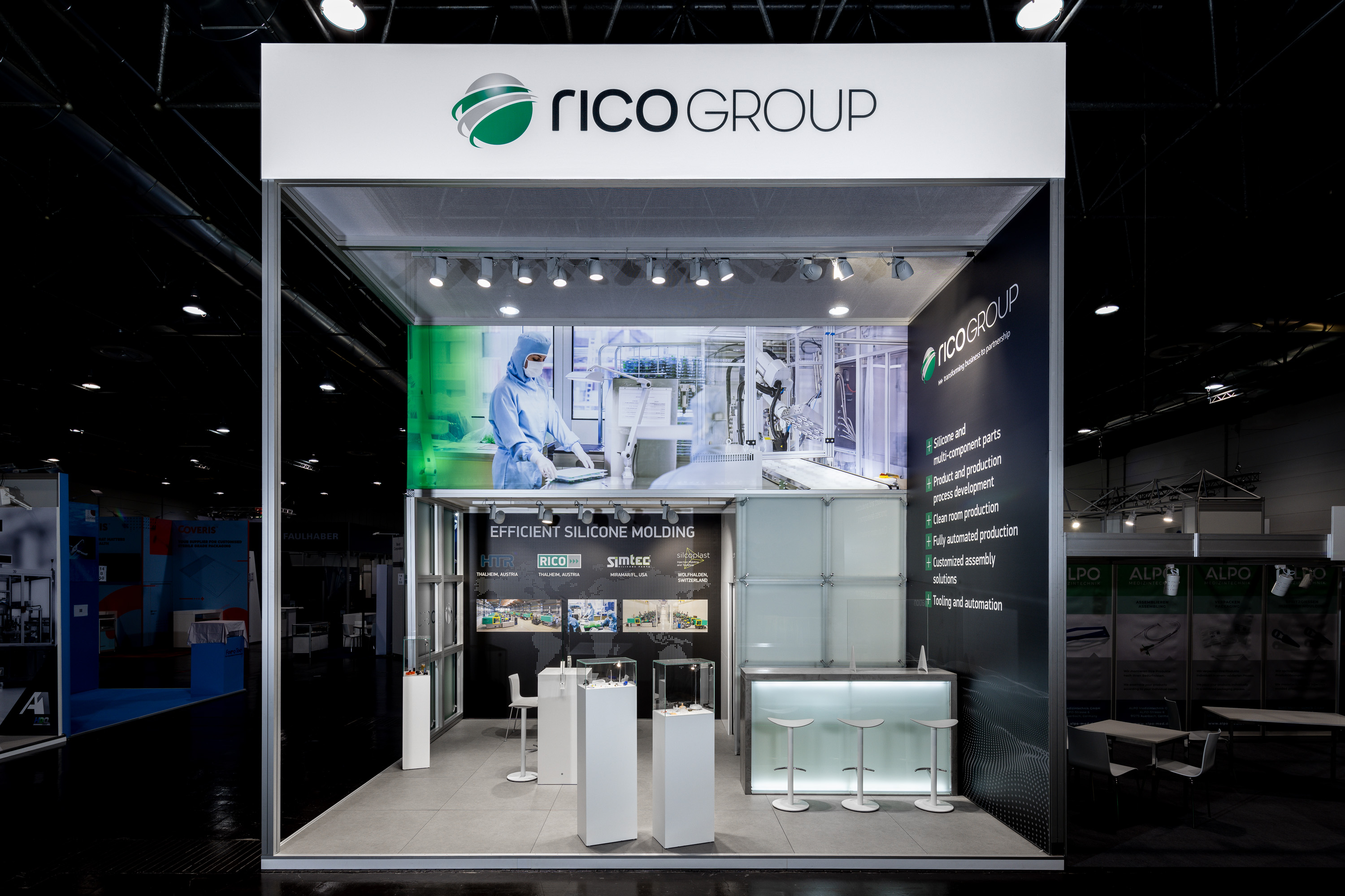 Trade fair stand of Rico at Compamed 2021 in Düsseldorf.