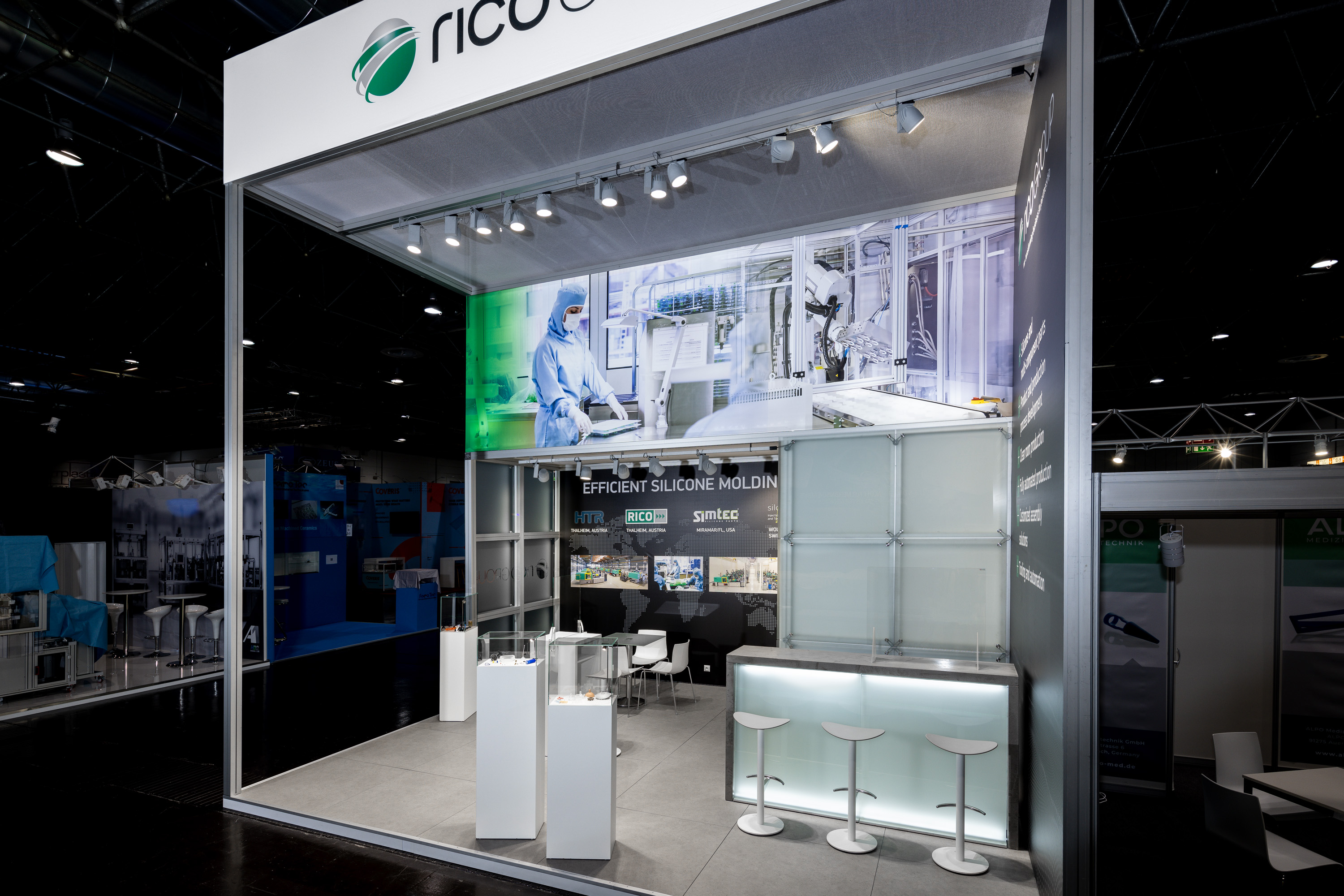 Trade fair stand of Rico at Compamed 2021 in Düsseldorf.