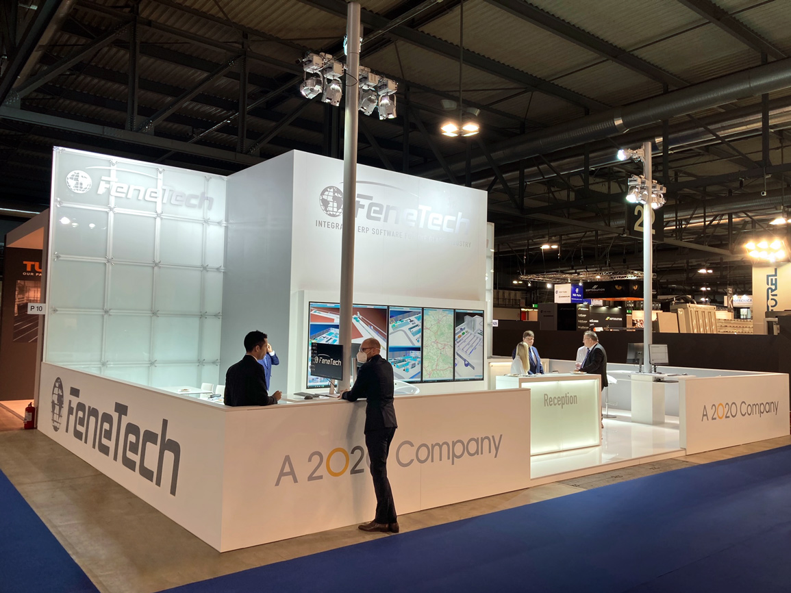 Trade fair stand of Fenetech at Vitrum in Milan 2021.