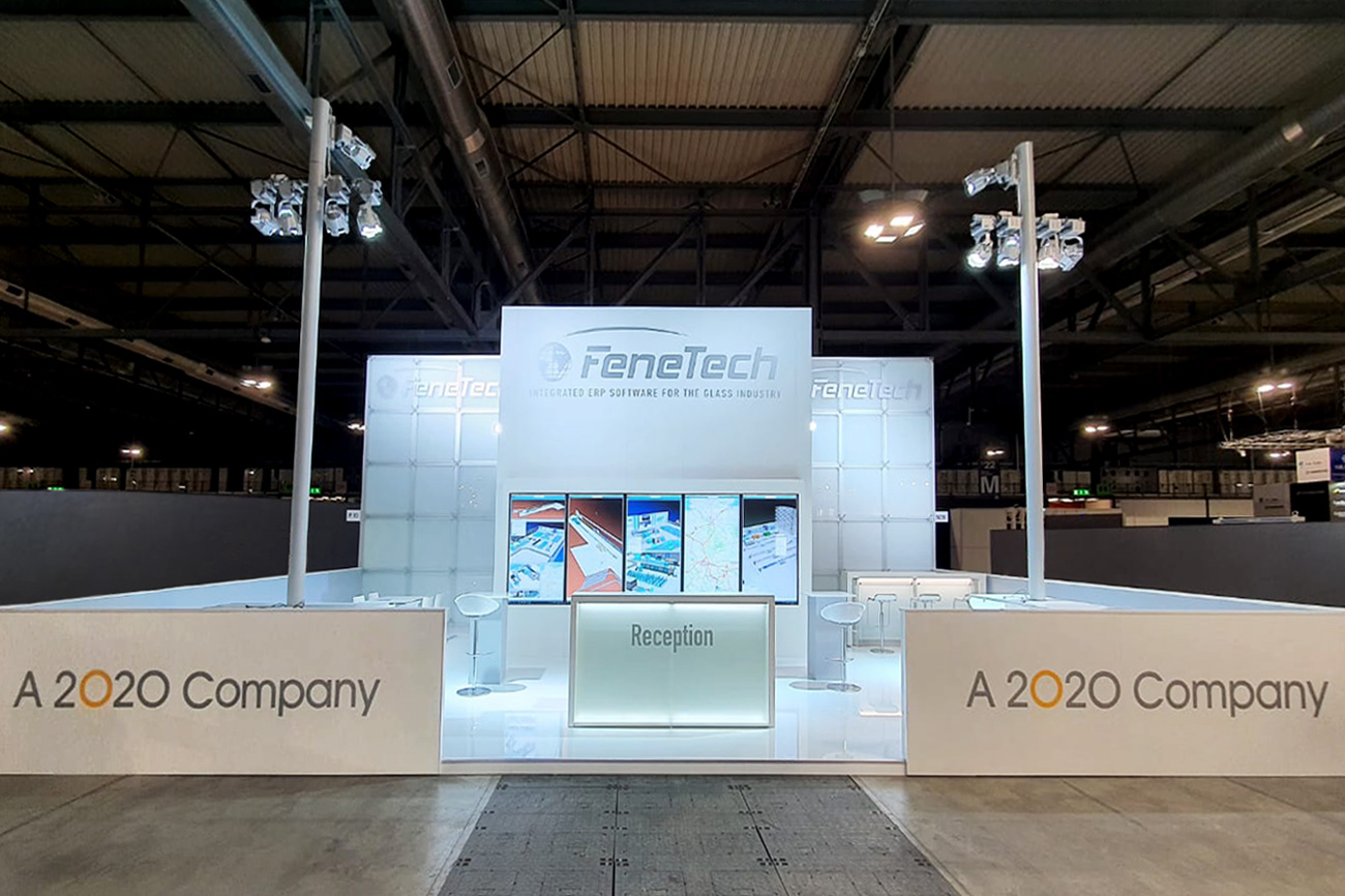 Trade fair stand of Fenetech at Vitrum in Milan 2021.